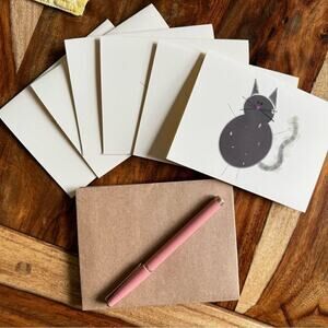 NWT Greeting Cards Blank Cards for Cat Lovers Set of 6 w/Envelopes Custom Brown